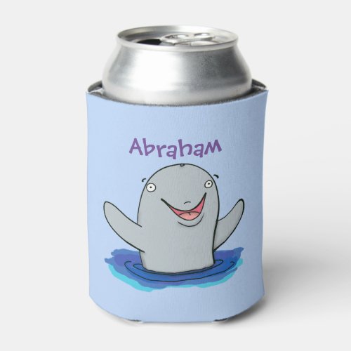 Adorable happy porpoise cartoon illustration can cooler