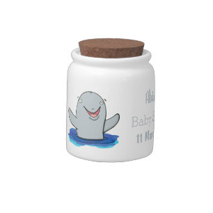 Adorable happy porpoise cartoon illustration candy jar