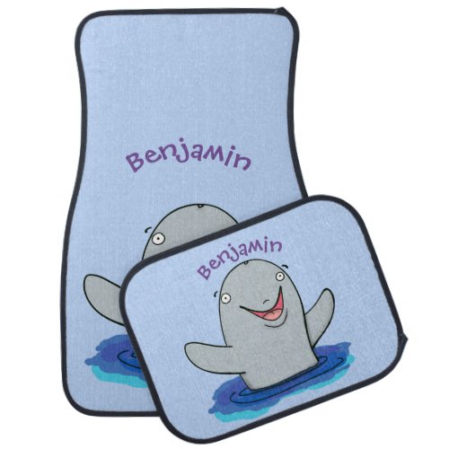 Adorable happy porpoise cartoon illustration  car floor mat