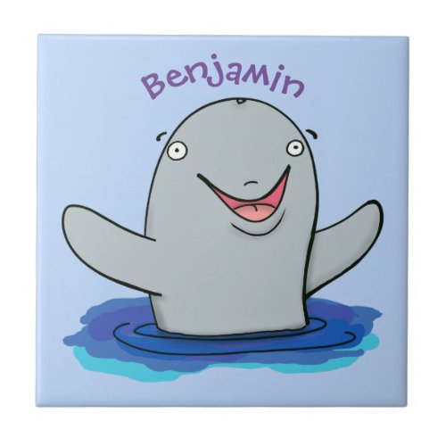 Adorable happy porpoise cartoon illustration ceramic tile