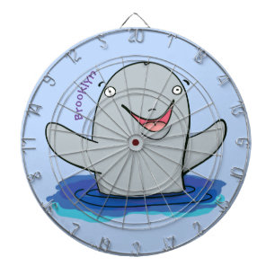 Adorable happy porpoise cartoon illustration dart board