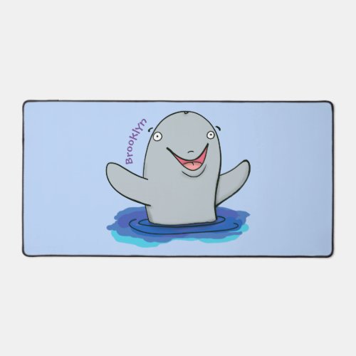 Adorable happy porpoise cartoon illustration desk mat