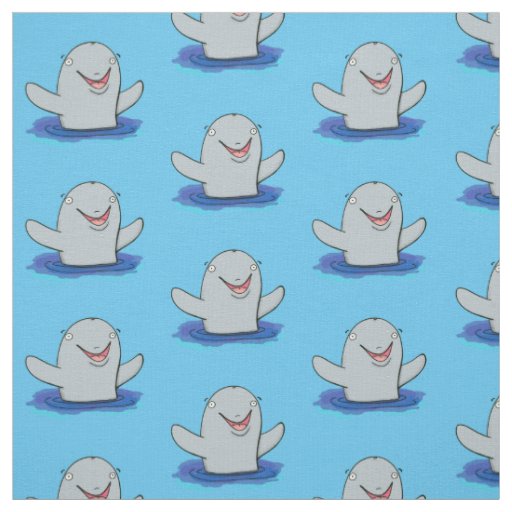 Adorable happy porpoise cartoon illustration fabric