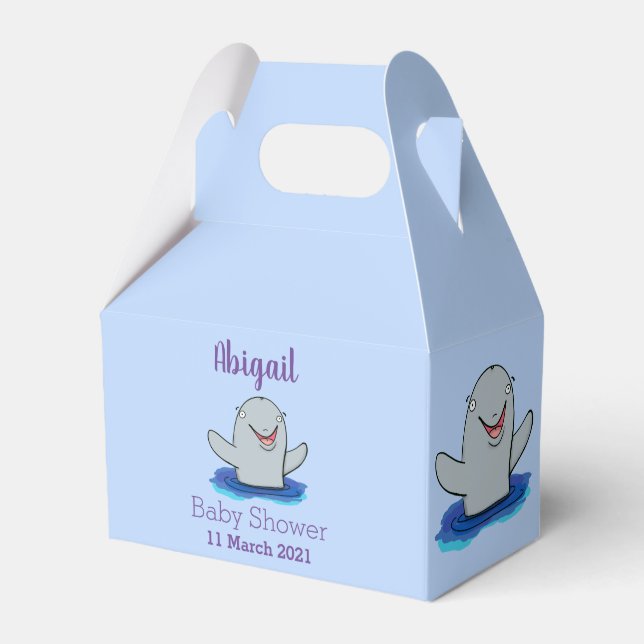 Adorable happy porpoise cartoon illustration favor boxes (Front Side)
