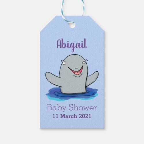 Adorable happy porpoise cartoon illustration gift tags