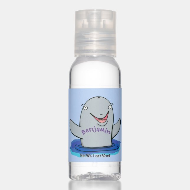 Adorable happy porpoise cartoon illustration hand sanitizer (Front)