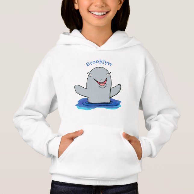 Adorable happy porpoise cartoon illustration hoodie (Front)