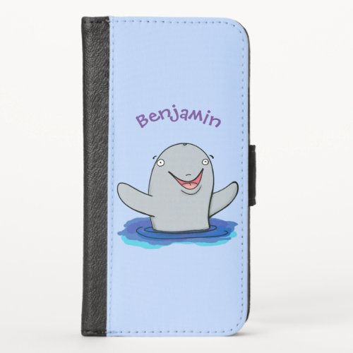 Adorable happy porpoise cartoon illustration iPhone x wallet case
