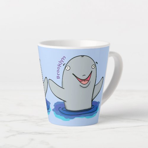 Adorable happy porpoise cartoon illustration latte mug