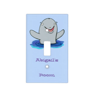 Adorable happy porpoise cartoon illustration  light switch cover