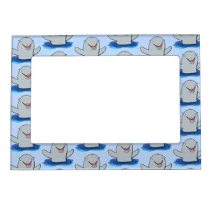 Adorable happy porpoise cartoon illustration magnetic frame