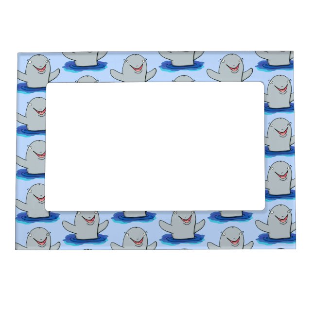 Adorable happy porpoise cartoon illustration magnetic frame (Front)