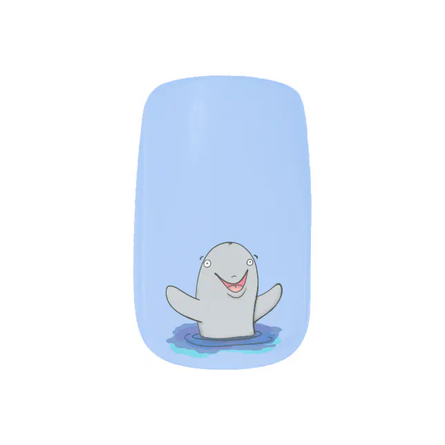 Adorable happy porpoise cartoon illustration minx nail art | Zazzle