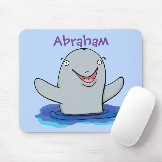 Adorable happy porpoise cartoon illustration mouse pad (With Mouse)