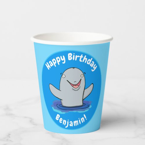 Adorable happy porpoise cartoon illustration paper cups