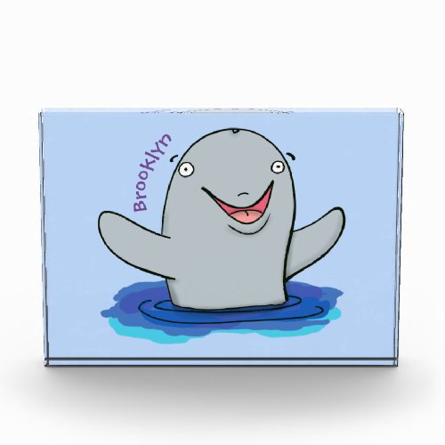 Adorable happy porpoise cartoon illustration photo block