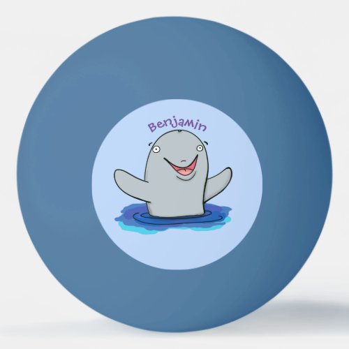 Adorable happy porpoise cartoon illustration ping pong ball