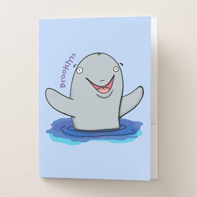 Adorable happy porpoise cartoon illustration pocket folder (Front)