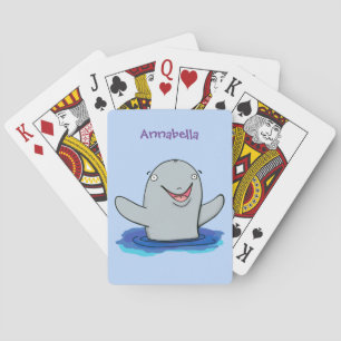 Adorable happy porpoise cartoon illustration poker cards
