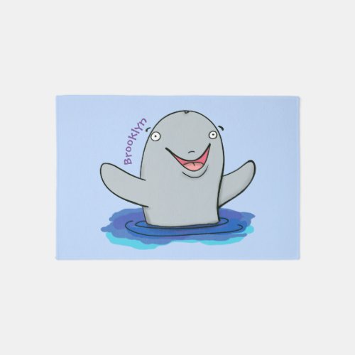 Adorable happy porpoise cartoon illustration rug