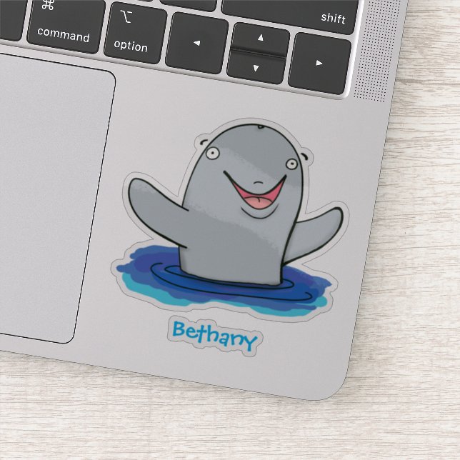 Adorable happy porpoise cartoon illustration sticker (Detail)