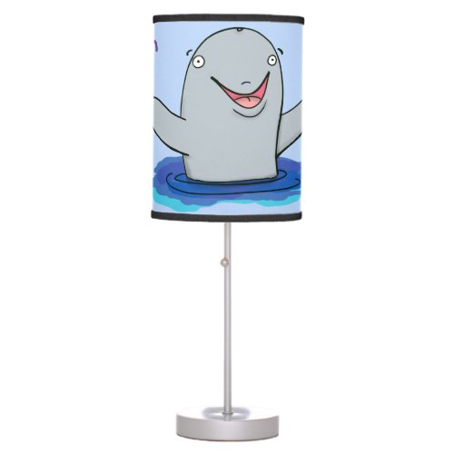 Adorable happy porpoise cartoon illustration table lamp