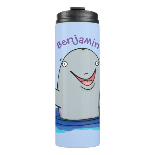 Adorable happy porpoise cartoon illustration thermal tumbler