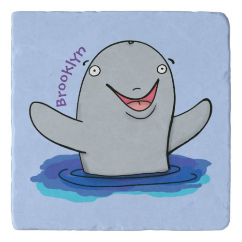 Adorable happy porpoise cartoon illustration trivet