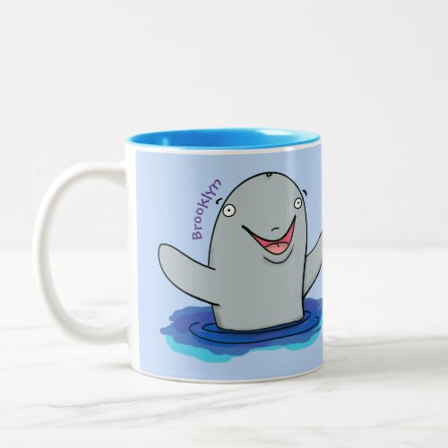 Adorable happy porpoise cartoon illustration Two_Tone coffee mug