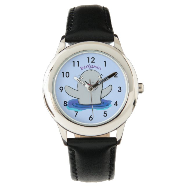 Adorable happy porpoise cartoon illustration watch (Front)