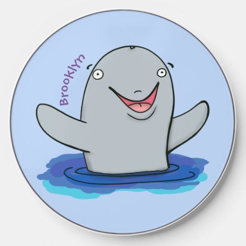 Adorable happy porpoise cartoon illustration wireless charger 