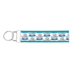 Adorable happy porpoise cartoon illustration wrist keychain