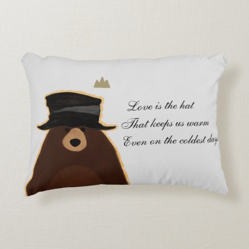 Adorable Hat_Wearing Bear Spreading Love Accent Pillow