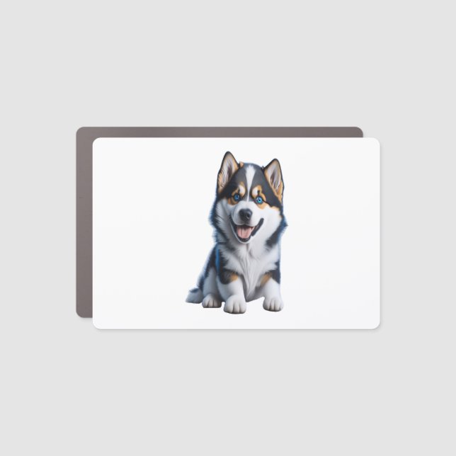 Adorable HD Alaskan Malamute Puppy Portrait - Embr Car Magnet (Front)
