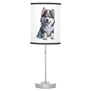 Adorable HD Alaskan Malamute Puppy Portrait - Embr Table Lamp