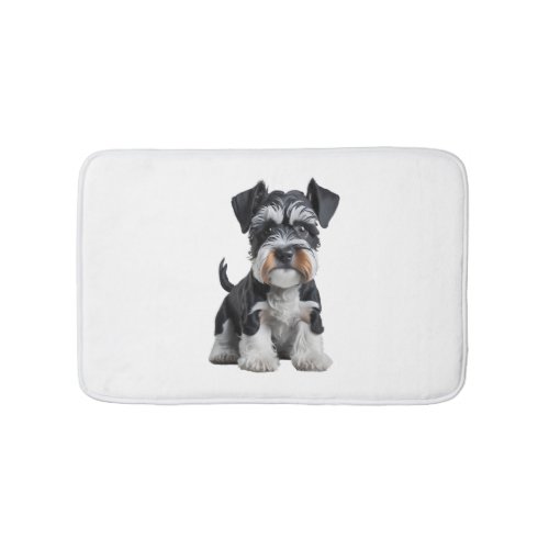 Adorable HD Miniature Schnauzer Puppy Portrait _ E Bath Mat