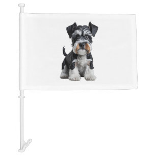 Adorable HD Miniature Schnauzer Puppy Portrait - E Car Flag