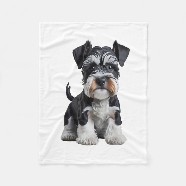 Adorable HD Miniature Schnauzer Puppy Portrait - E Fleece Blanket (Front)