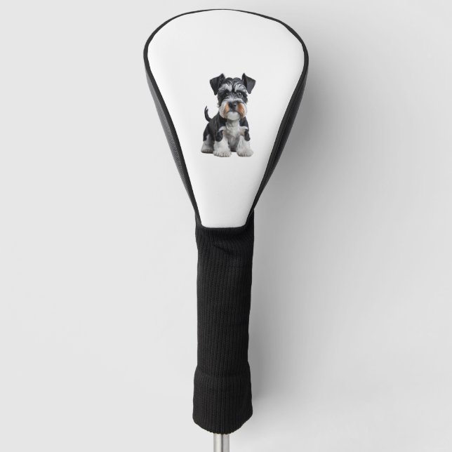 Adorable HD Miniature Schnauzer Puppy Portrait - E Golf Head Cover (Front)