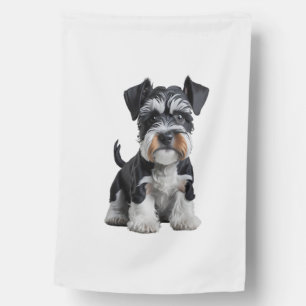 Adorable HD Miniature Schnauzer Puppy Portrait - E House Flag