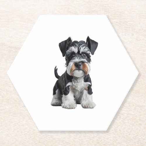 Adorable HD Miniature Schnauzer Puppy Portrait _ E Paper Coaster