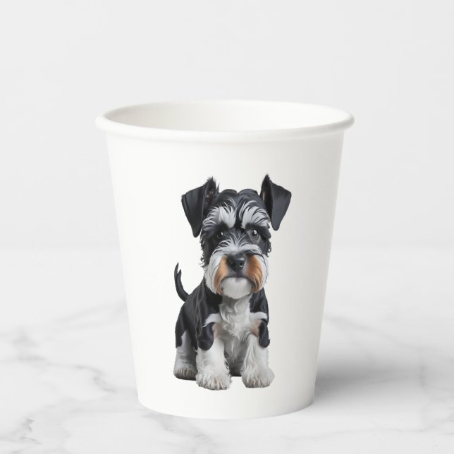 Adorable HD Miniature Schnauzer Puppy Portrait - E Paper Cups (Front)