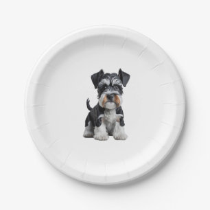 Adorable HD Miniature Schnauzer Puppy Portrait - E Paper Plates