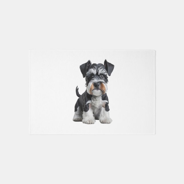 Adorable HD Miniature Schnauzer Puppy Portrait - E Rug (Front)