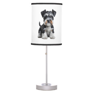 Adorable HD Miniature Schnauzer Puppy Portrait - E Table Lamp