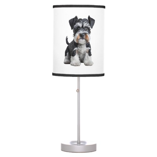 Adorable HD Miniature Schnauzer Puppy Portrait _ E Table Lamp