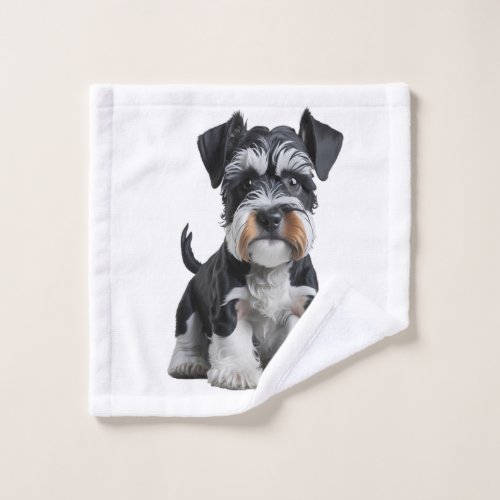 Adorable HD Miniature Schnauzer Puppy Portrait _ E Wash Cloth