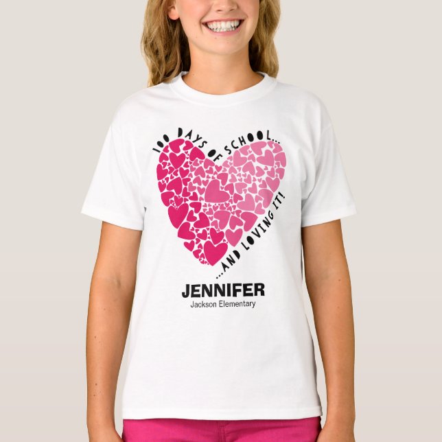 Adorable Heart 100 Days of School and Loving It T-Shirt (Front)