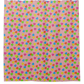 Adorable Hearts Pattern Shower Curtain by HappyGabby at Zazzle