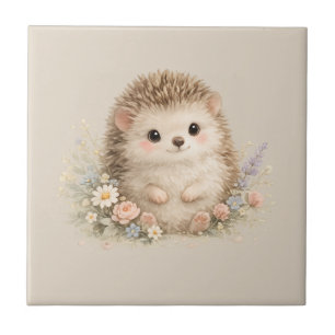 Adorable Hedgehog European Garden  Ceramic Tile